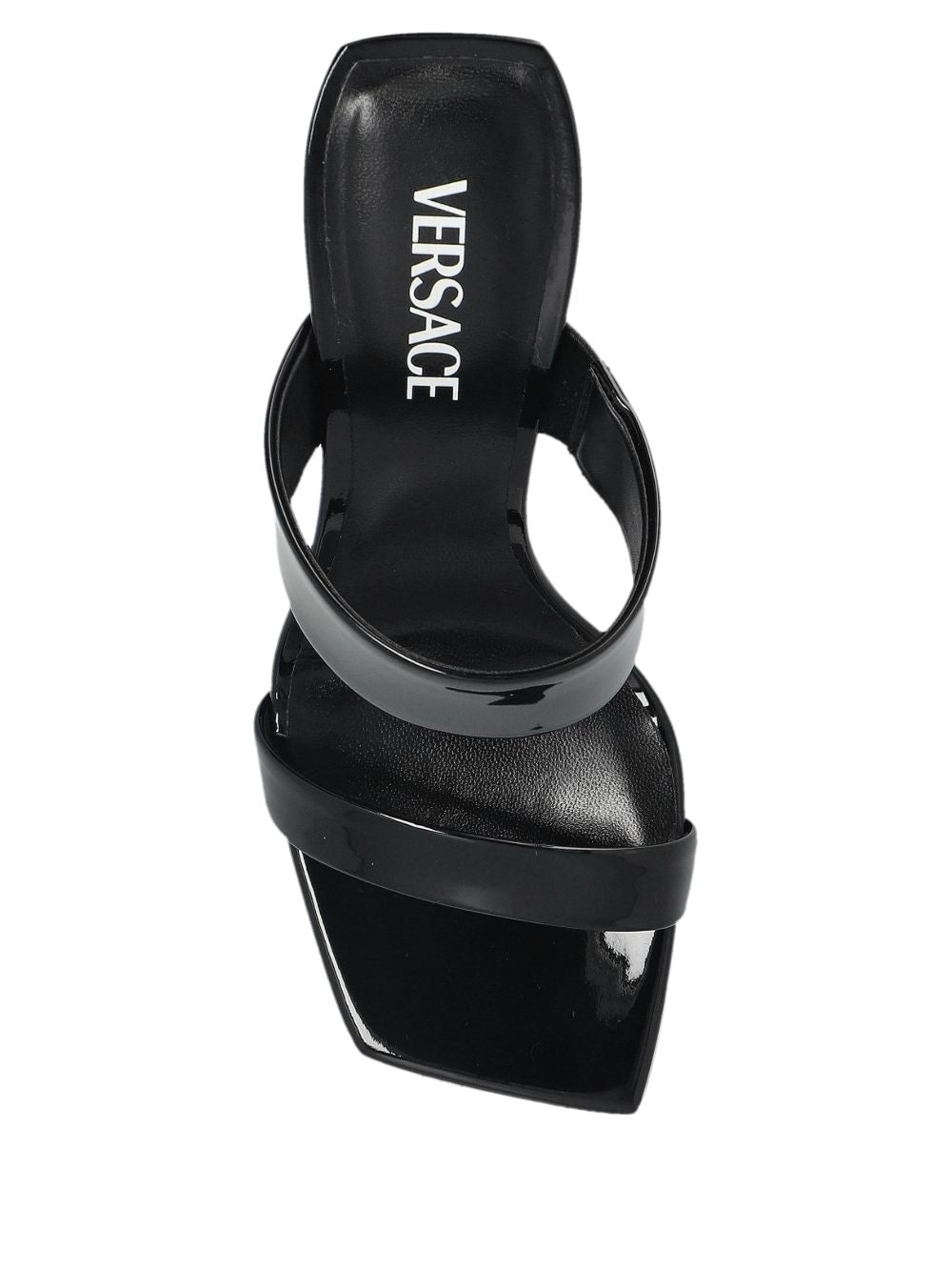 VERSACE Chic Patent Leather Flat Sandals with V-Shaped Heel - 85mm