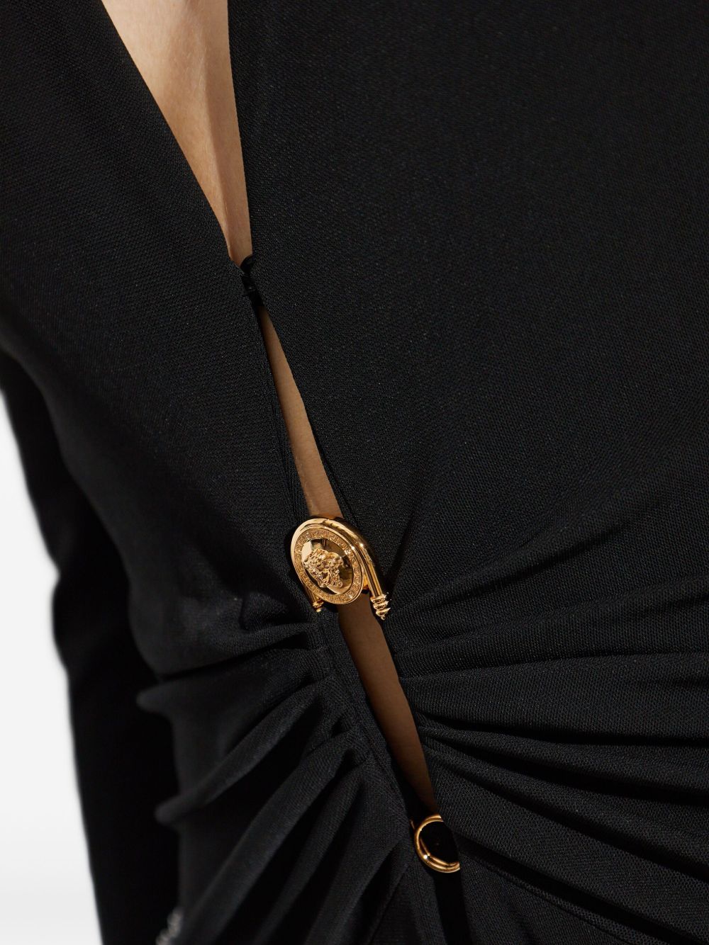 VERSACE Flattering V-Neck Bodysuit with Unique Pin Detail