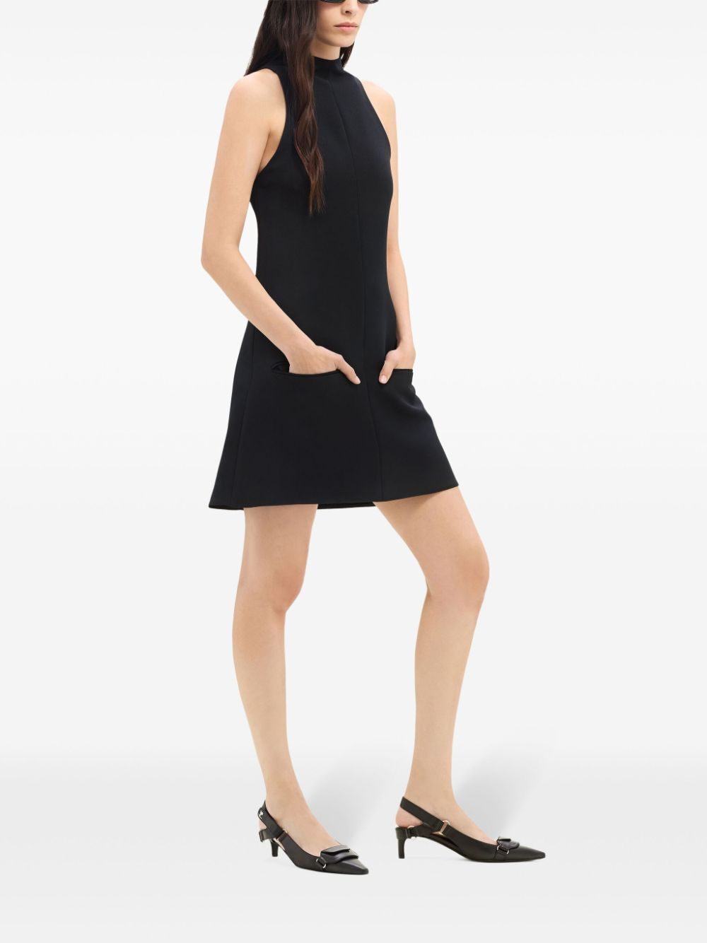 COURREGÈS A-Line Twill Dress with Dual Pockets