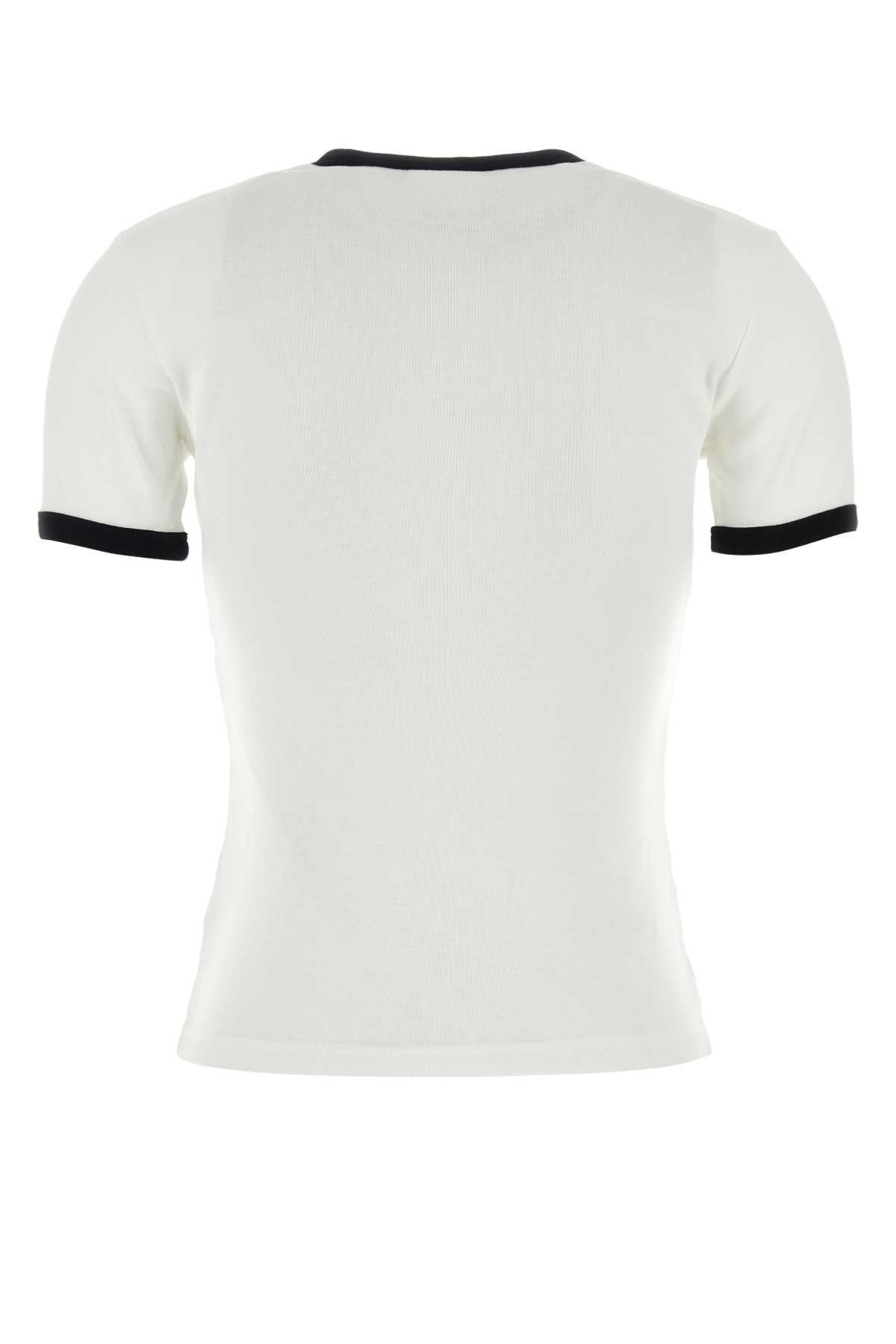 COURREGÈS Cotton Logo T-Shirt with Contrast Trim for Women
