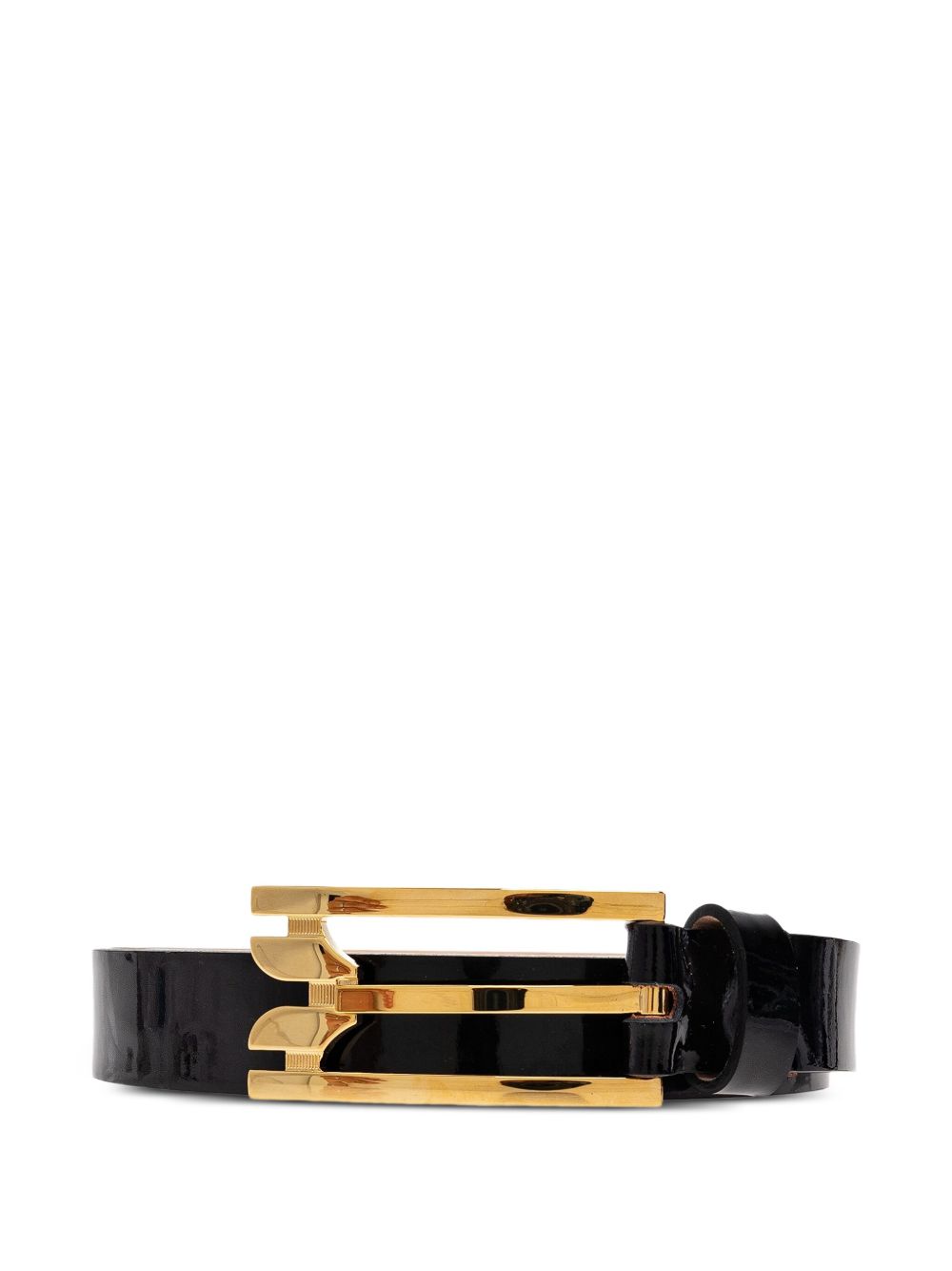 VICTORIA BECKHAM Patent Leather Belt with Gold Metal Buckle