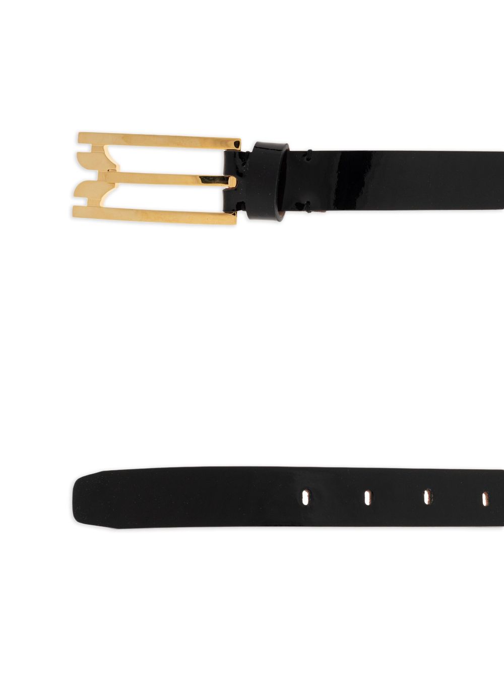 VICTORIA BECKHAM Patent Leather Belt with Gold Metal Buckle