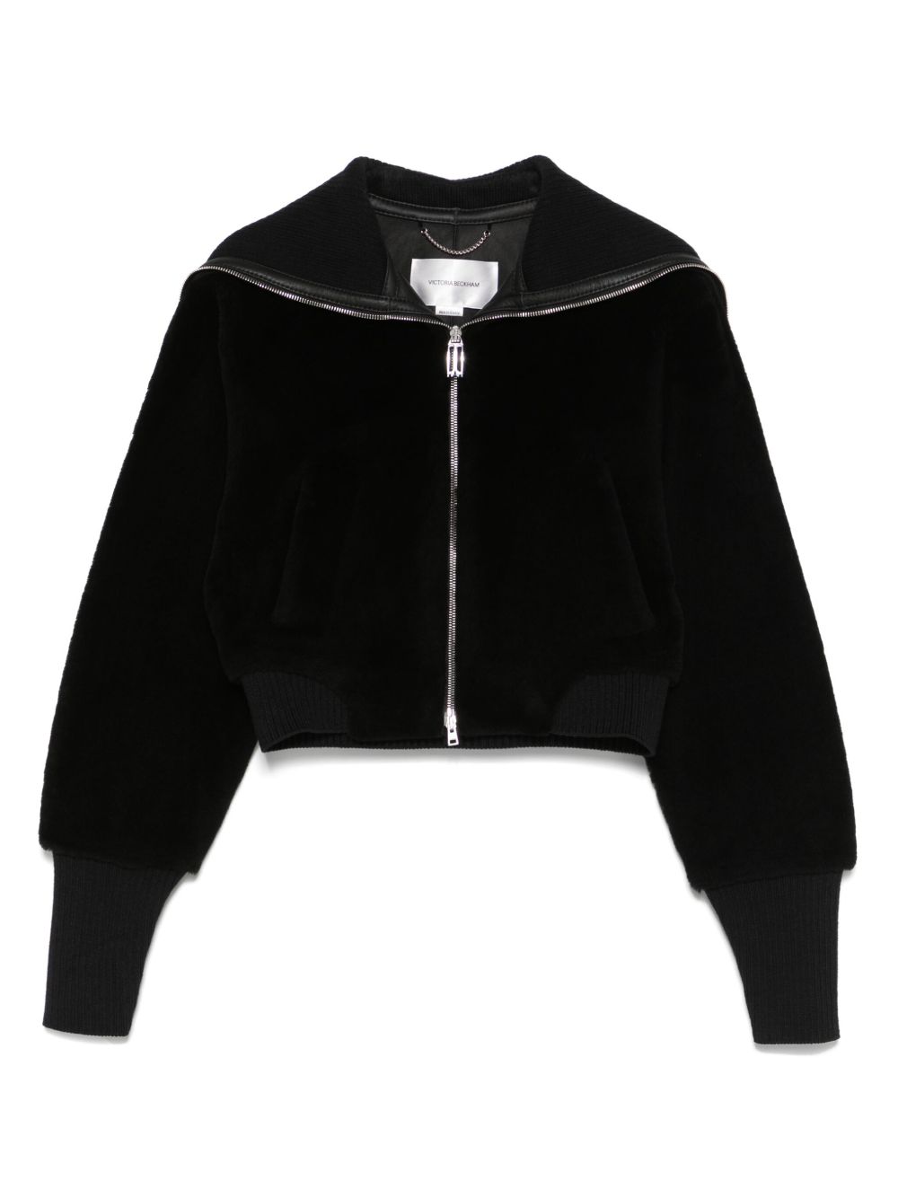 VICTORIA BECKHAM Cropped Bomber Jacket with Oversized Knit Collar