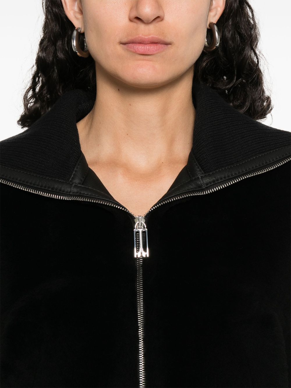 VICTORIA BECKHAM Cropped Bomber Jacket with Oversized Knit Collar