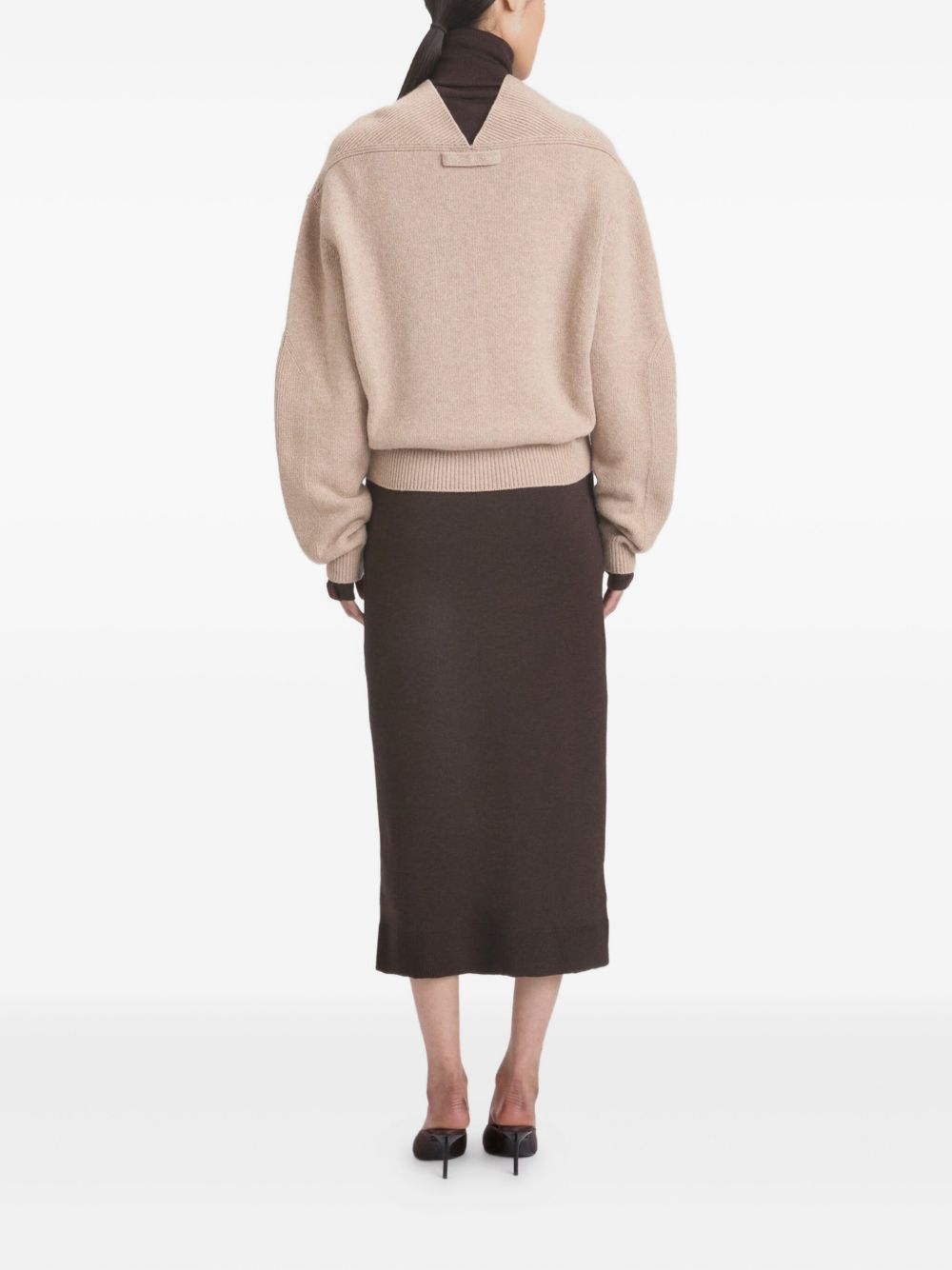 VICTORIA BECKHAM V-Neck Cashmere-Wool Blend Sweater