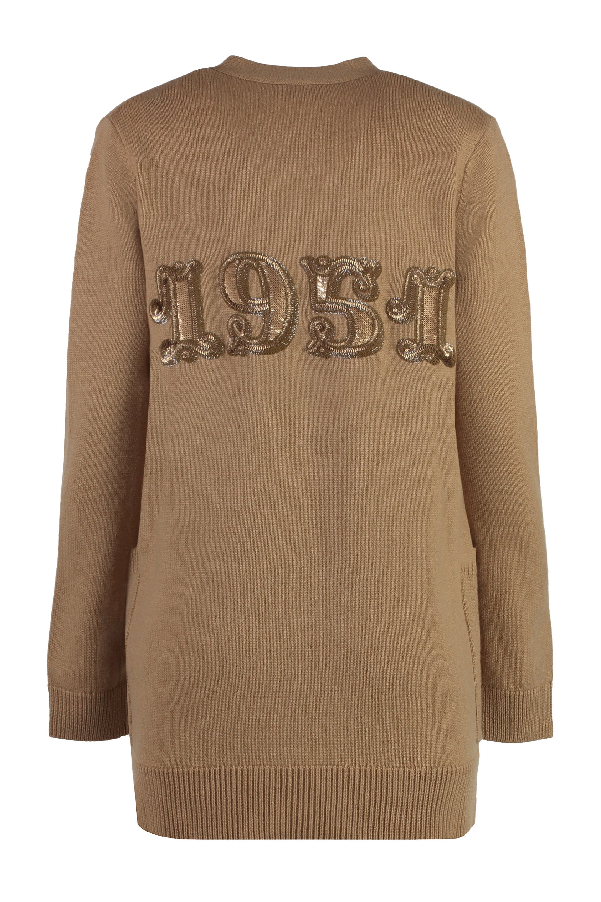 MAX MARA Wool and Cashmere Cardigan with Sequin Embroidery