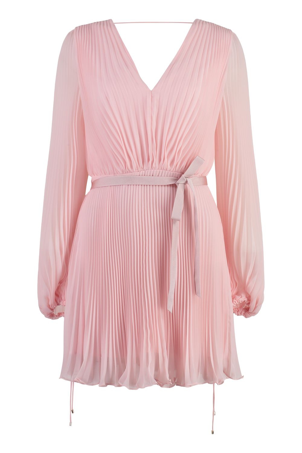 MAX MARA Chic Puffed Sleeve Mini Dress with Coordinated Waist Belt