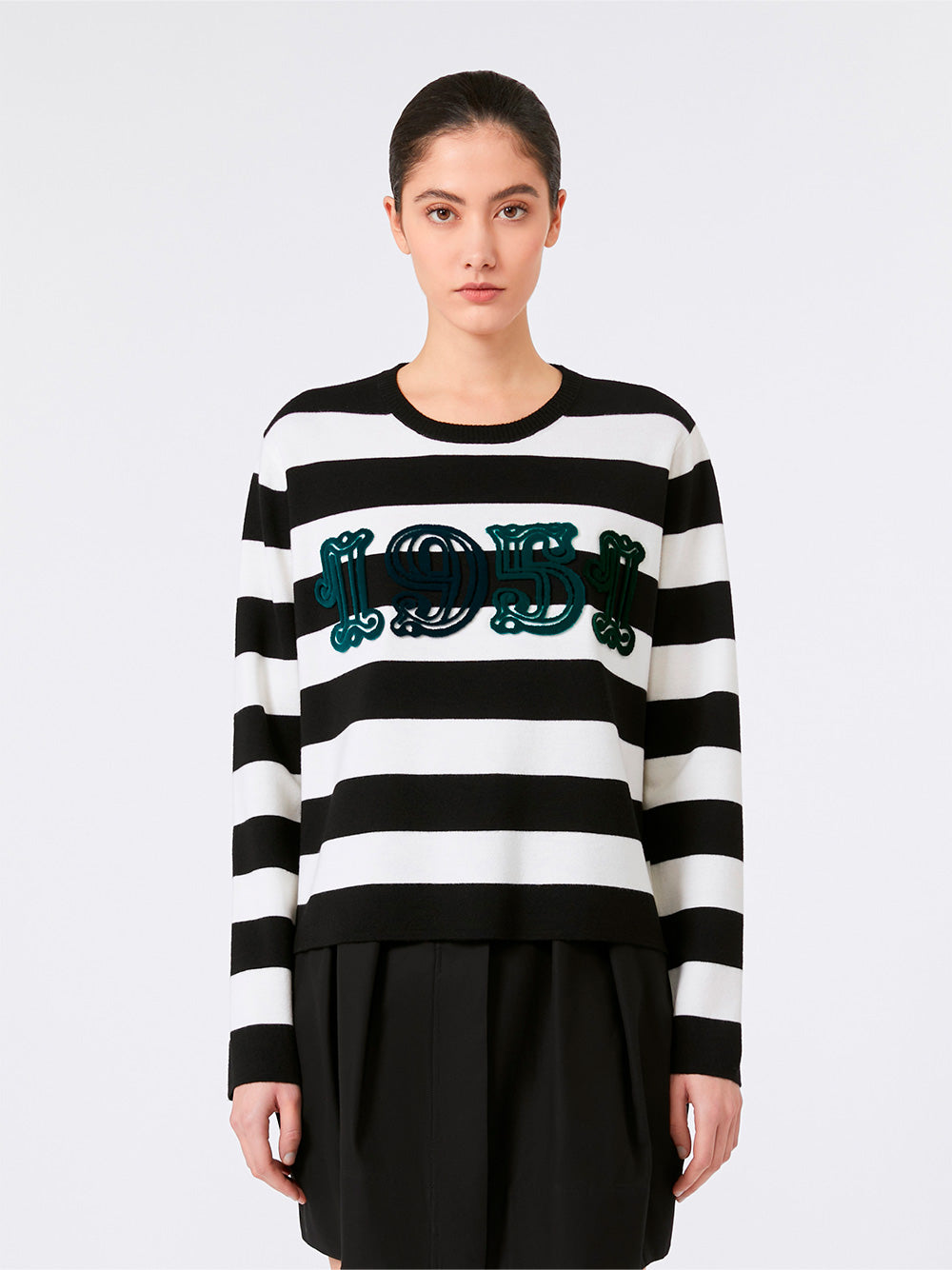 MAX MARA Embroidered Wool Striped Sweater
