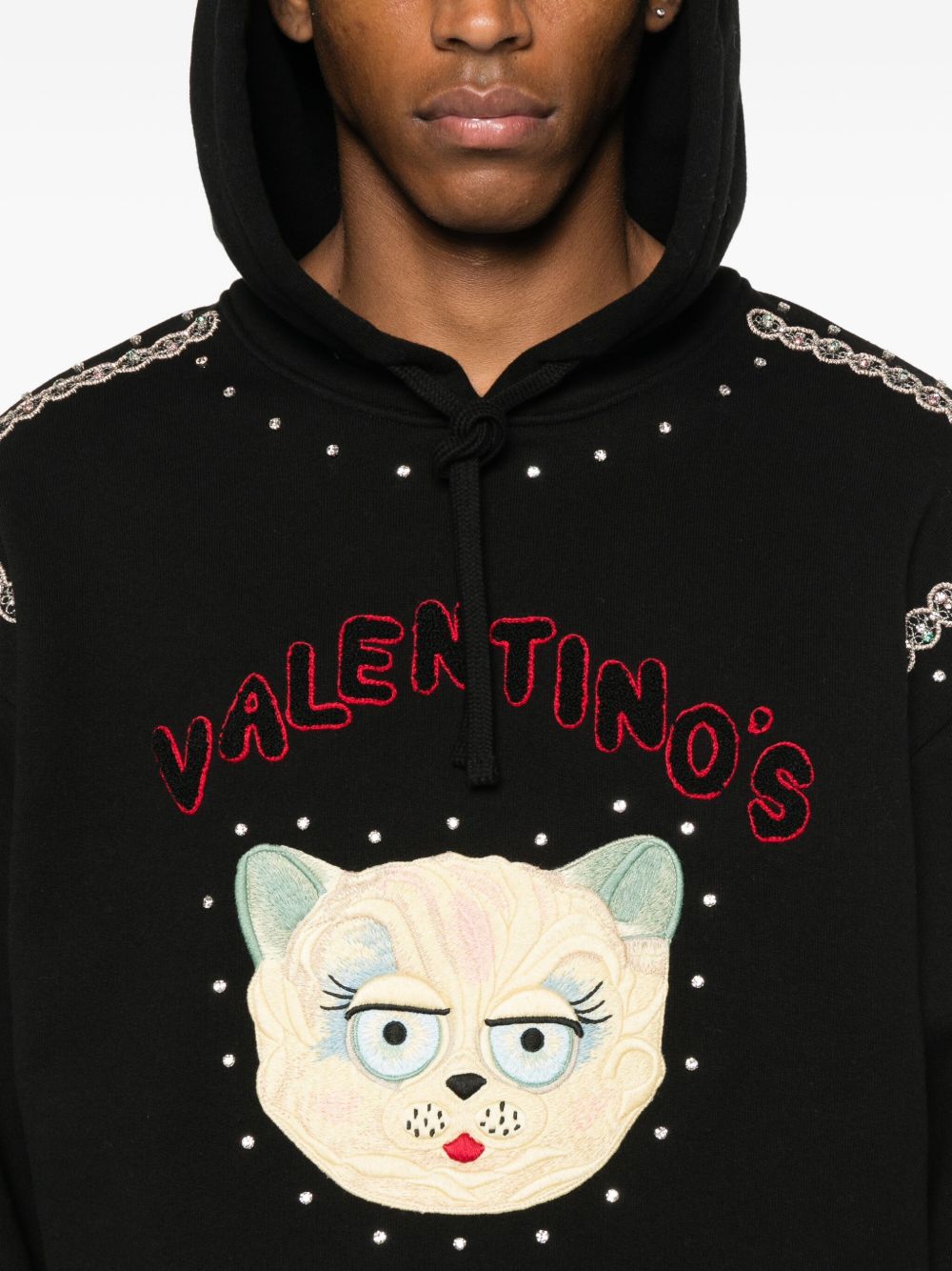 VALENTINO Embroidered Cotton Hoodie for Men
