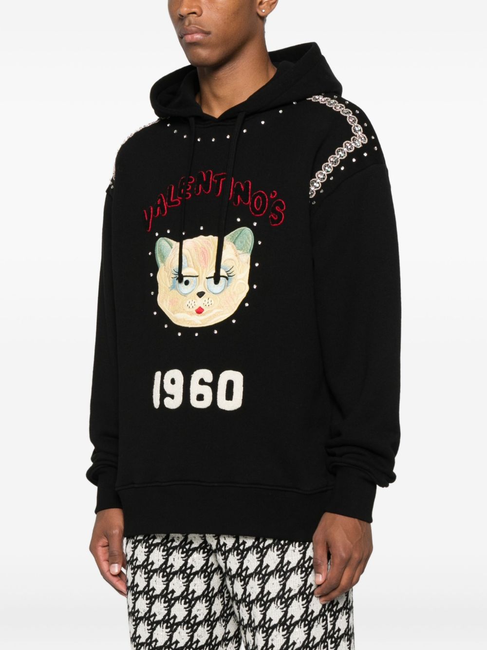 VALENTINO Embroidered Cotton Hoodie for Men