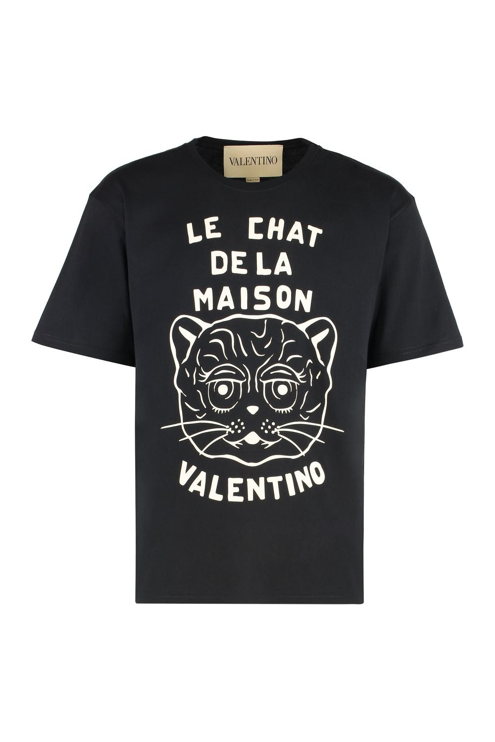VALENTINO Chic Cat Print Graphic T-Shirt for Men