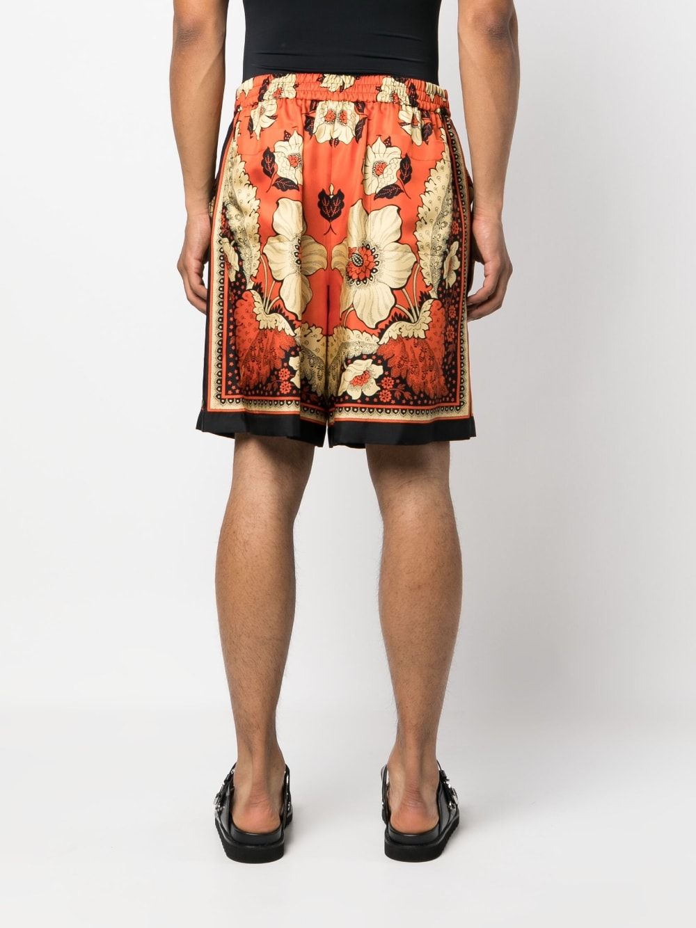 VALENTINO Red Floral Print Bermuda Shorts