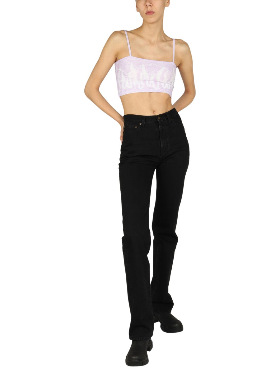 VISION OF SUPER Mini Cropped Top with Adjustable Straps