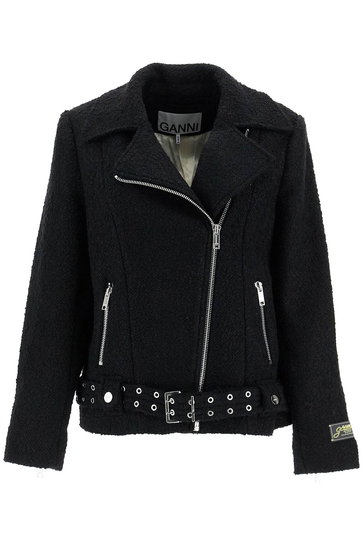 GANNI Wool Boucle Loop Biker Jacket for Women