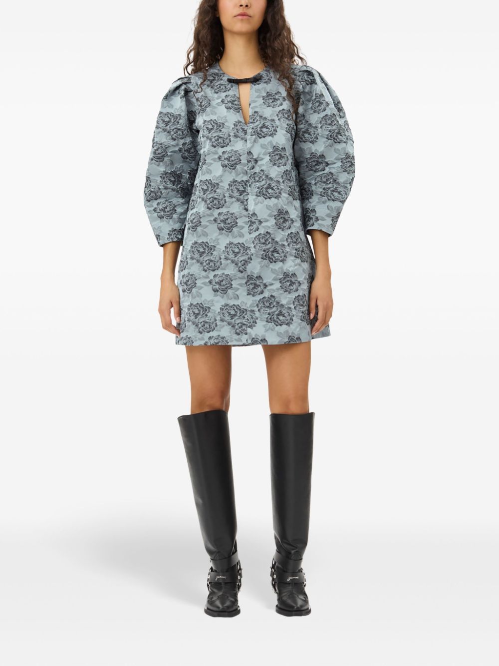 GANNI Floral Jacquard Mini Dress - Regular Fit