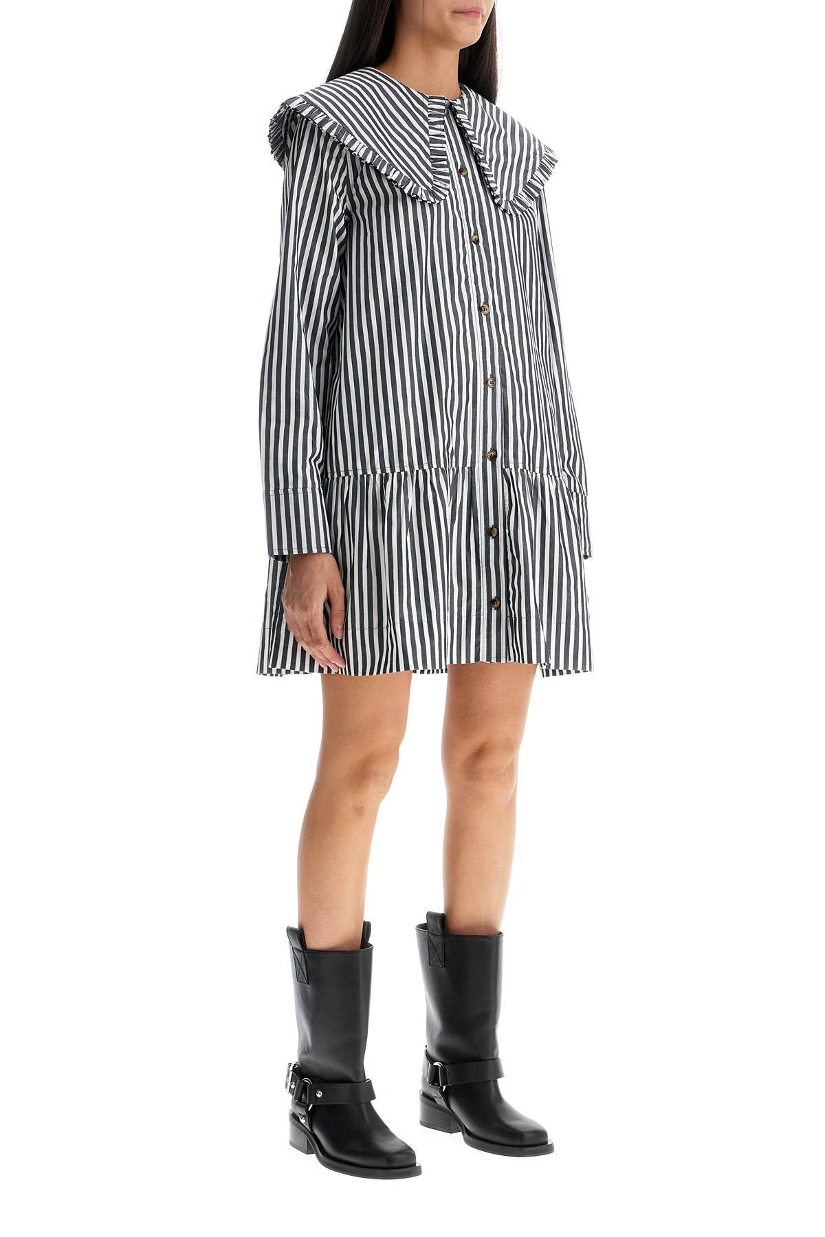 GANNI Organic Cotton Striped Mini Dress