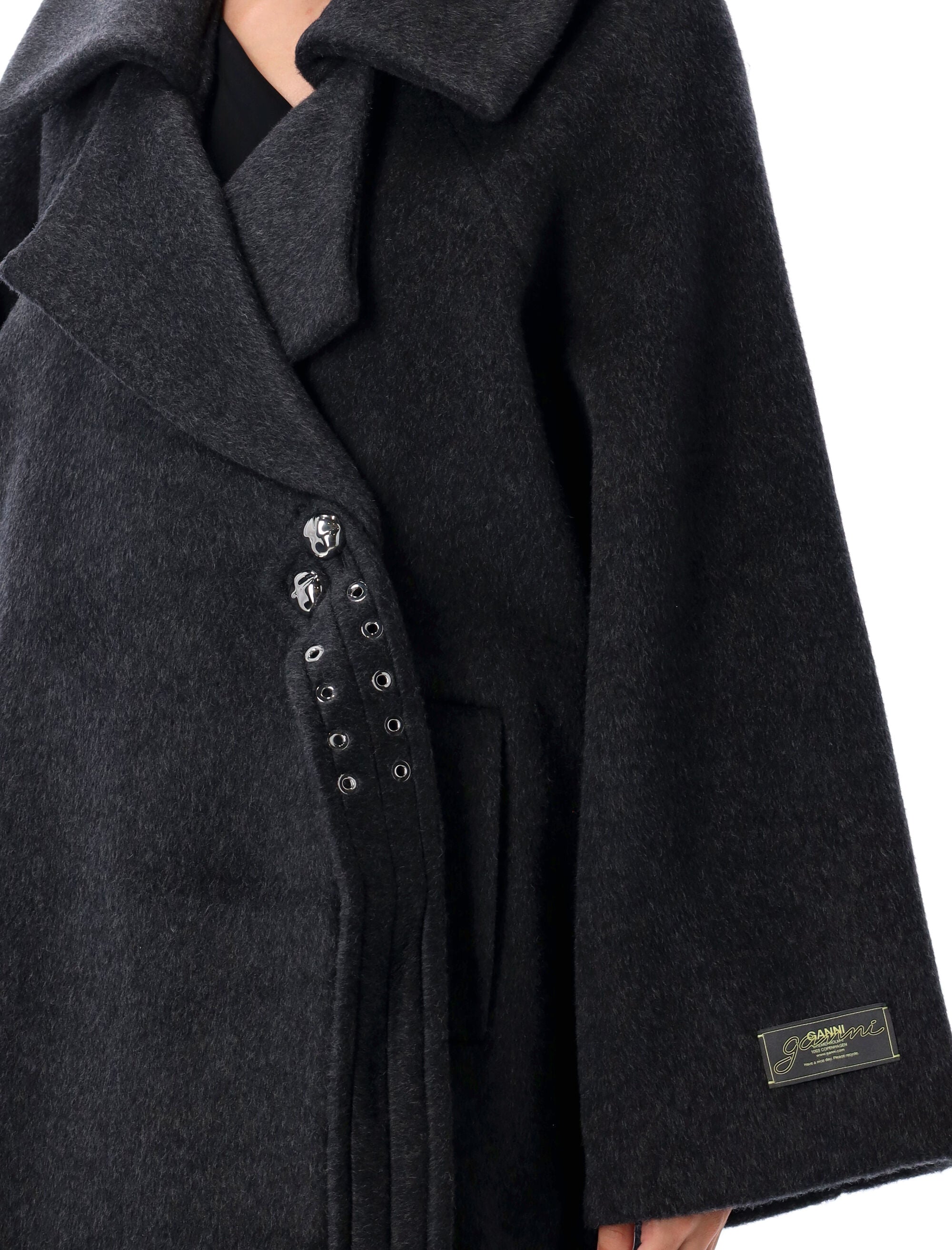 GANNI Double Wool Long Jacket in Size S/M