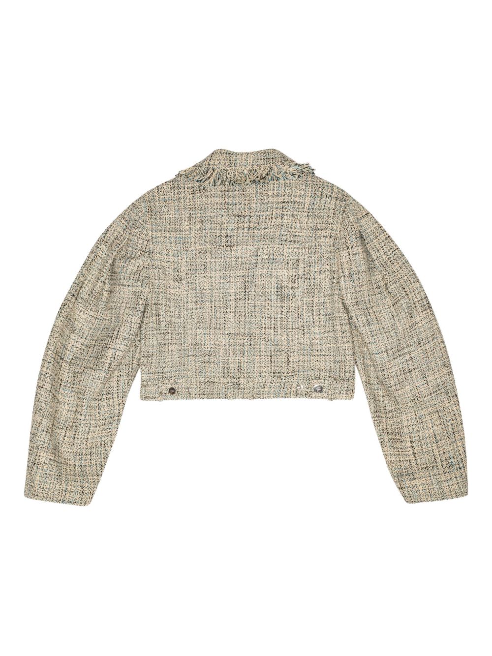 GANNI Tweed Jacket with Frayed Detailing for Women