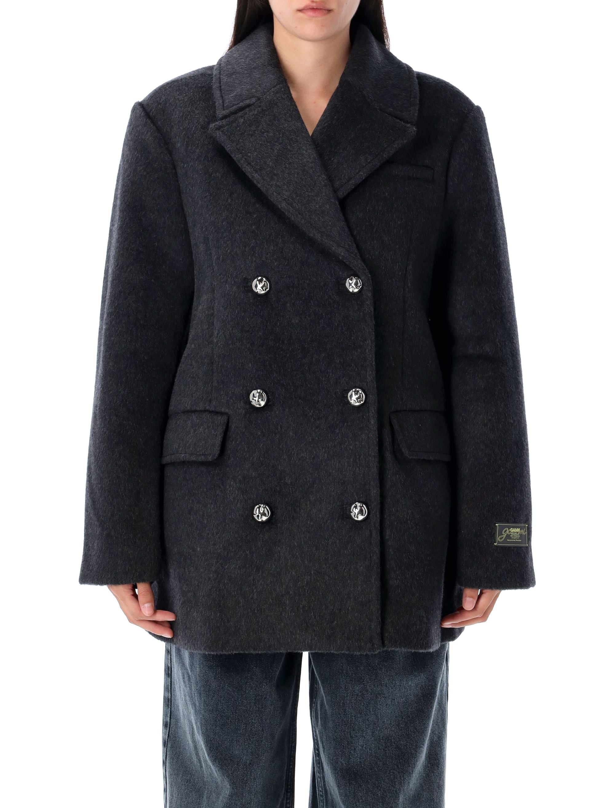 GANNI Women’s Double Wool Peacoat - Size S/M