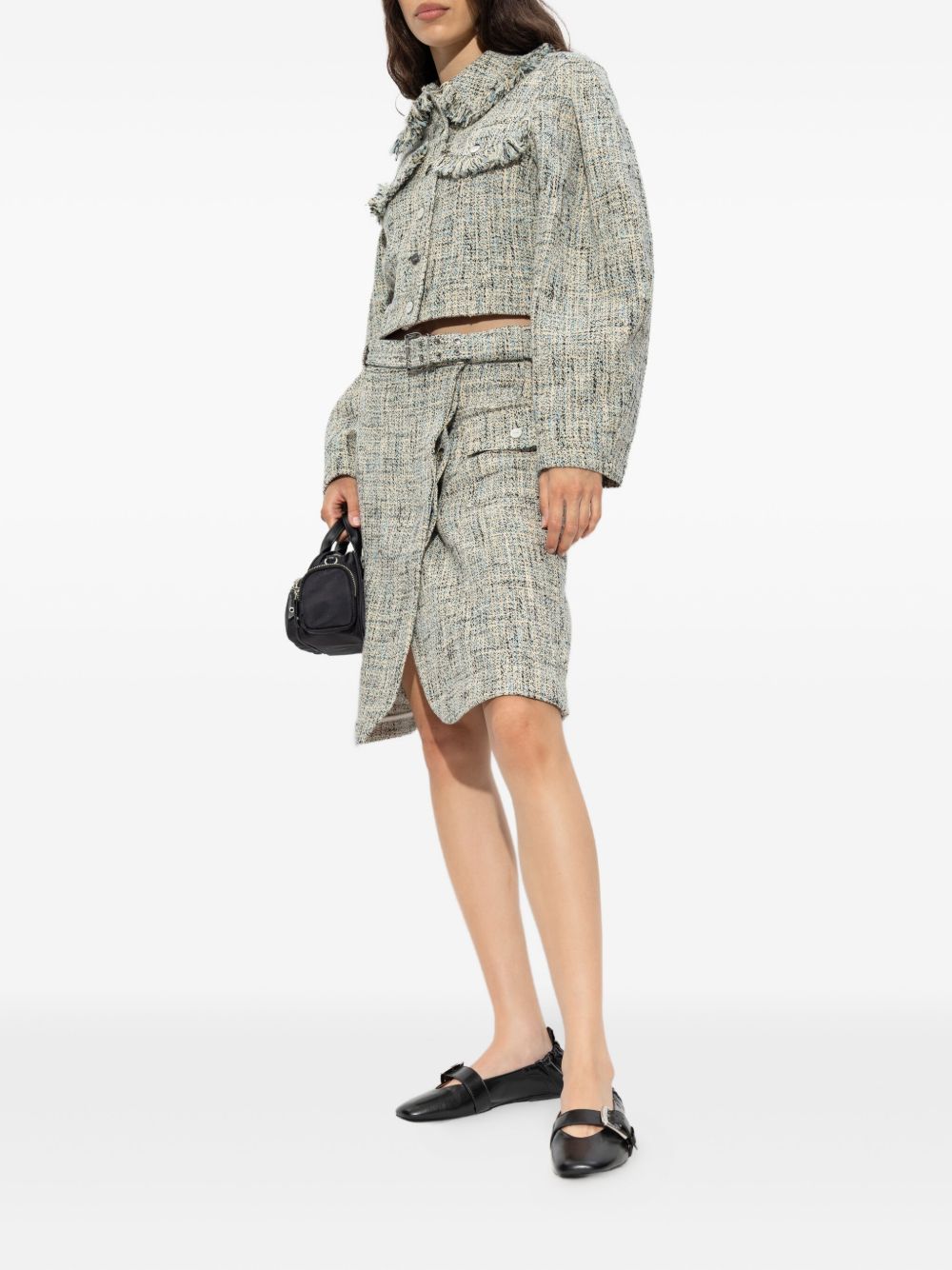 GANNI Chic Tweed Midi Skirt