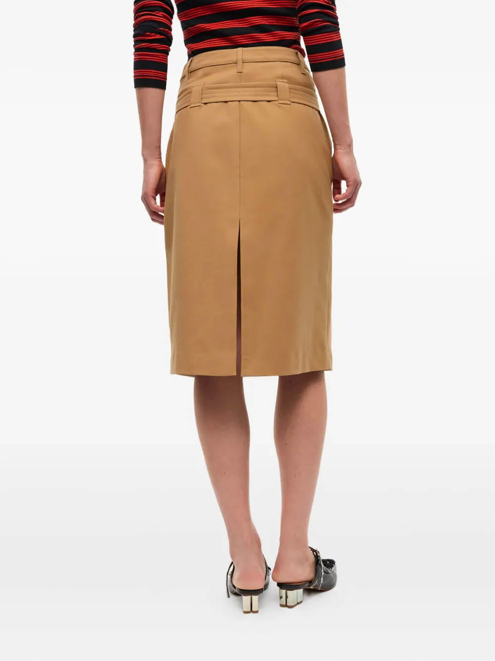 GANNI Organic Cotton Midi Skirt with Matching Belt - Size 36