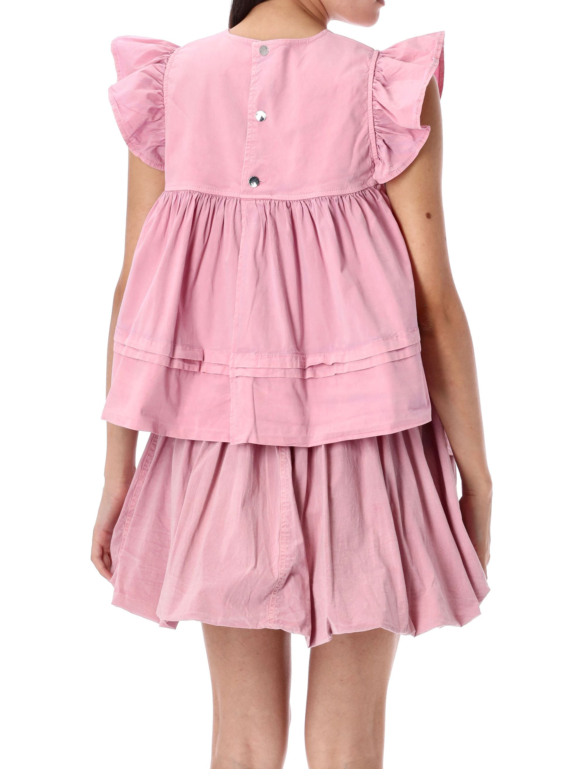 GANNI Washed Cotton Top with Frill Sleeves - Size 36