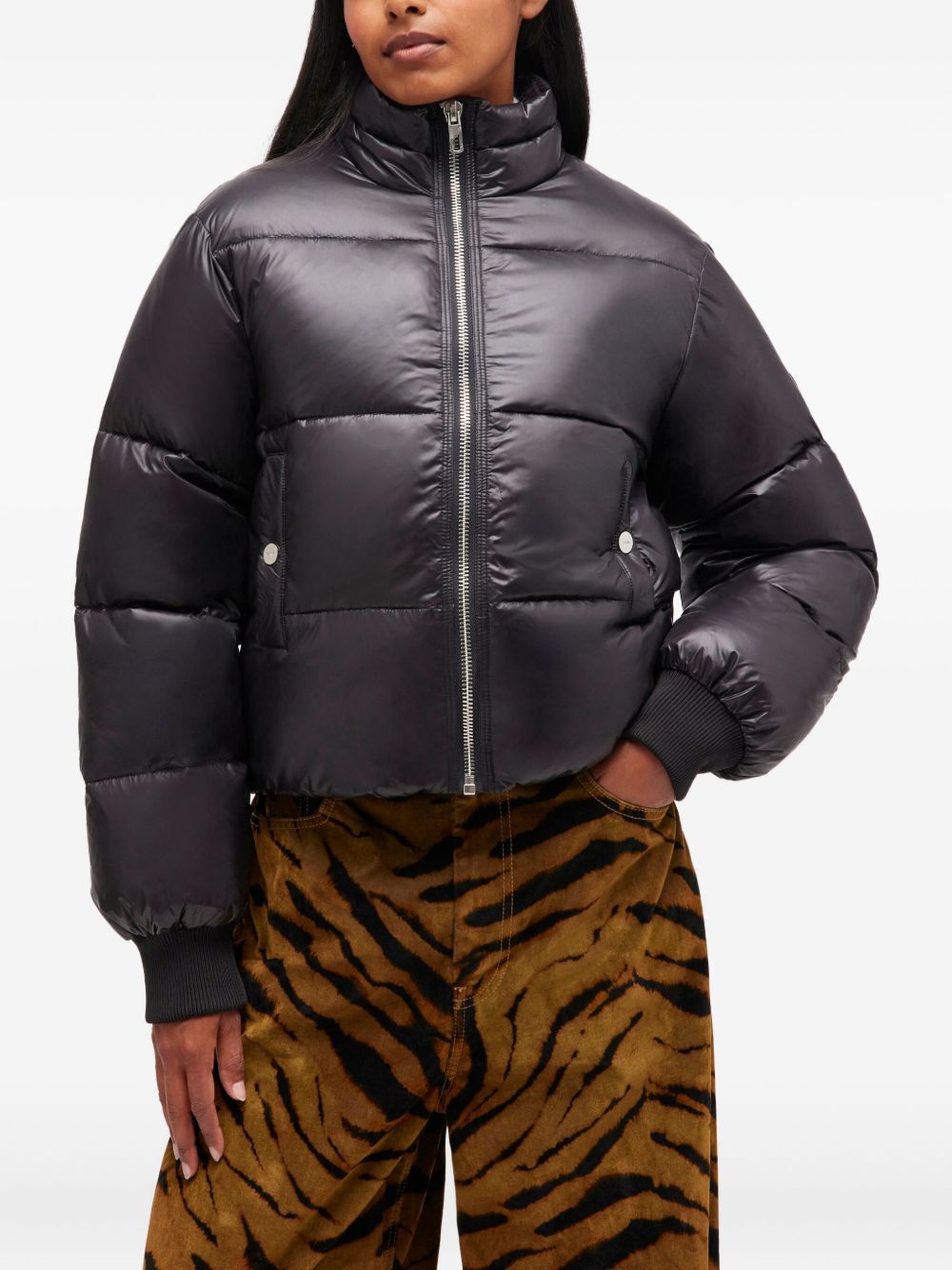 GANNI Women's Recycled Nylon Puffer Jacket with High Neck