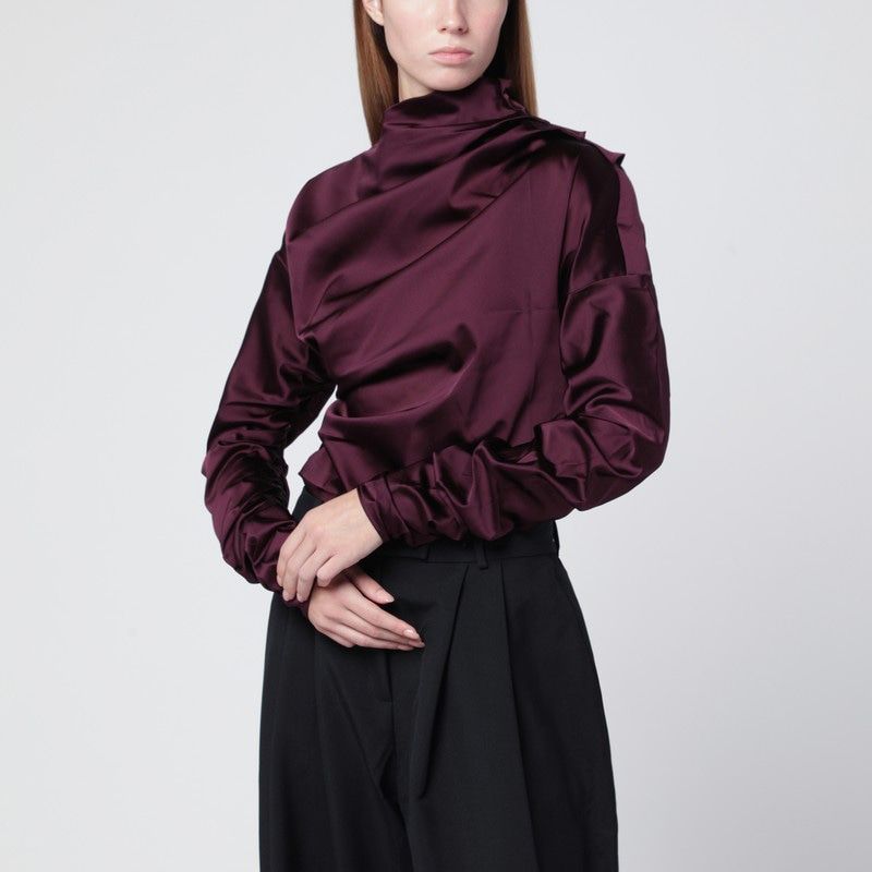 GANNI Elegant Satin Blouse with Back Cut-Out Detail