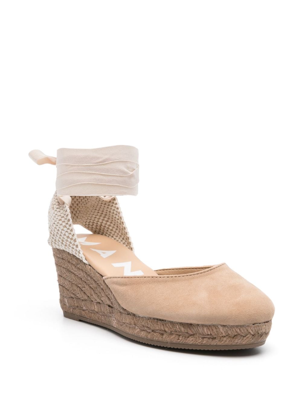 MANEBI Women's Suede Low Wedge Espadrilles with Interwoven Design