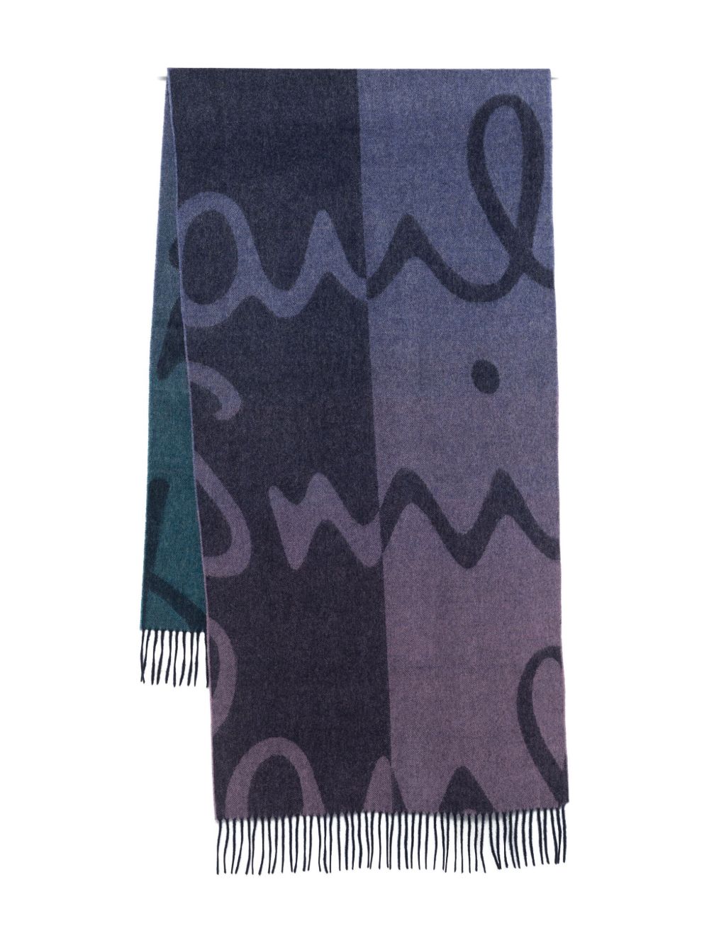 PAUL SMITH Wool and Cashmere Scarf with Fringed Trim