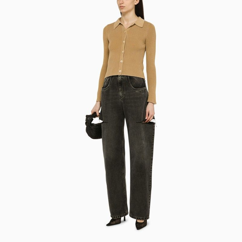 OUR LEGACY Ribbed Cotton Cardigan with Pointed Collar for Women