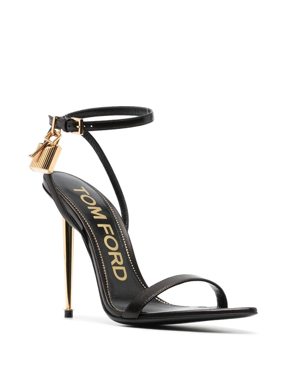 TOM FORD Heeled Leather Sandals with Adjustable Ankle Strap
