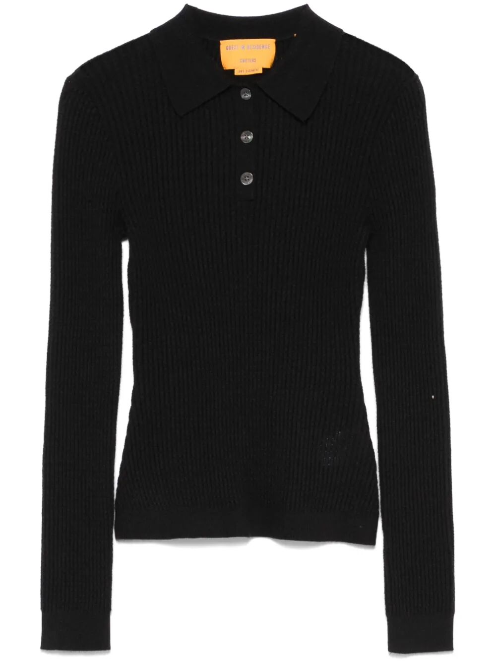 GUEST IN RESIDENCE Mini Shrunken Cashmere Polo Shirt with Long Sleeves
