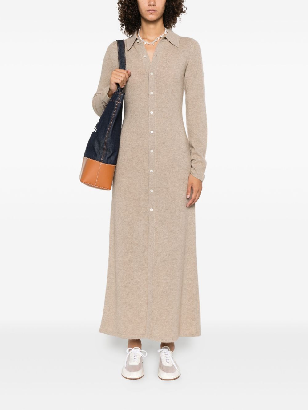 GUEST IN RESIDENCE Cashmere Shirt Dress with Classic Collar - Size S