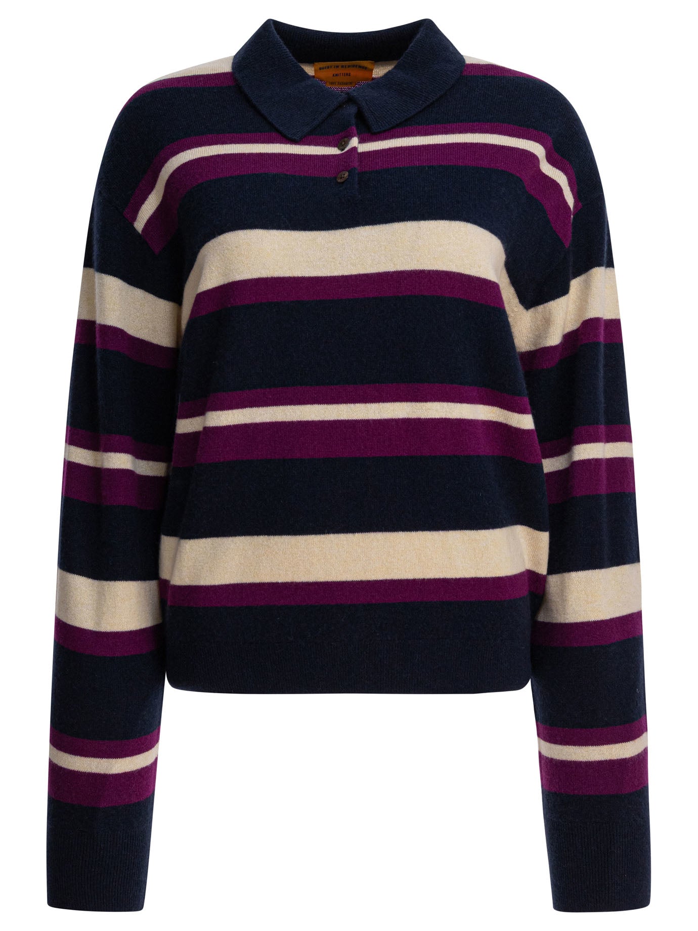 GUEST IN RESIDENCE Collegiate Stripe Cashmere Polo Shirt