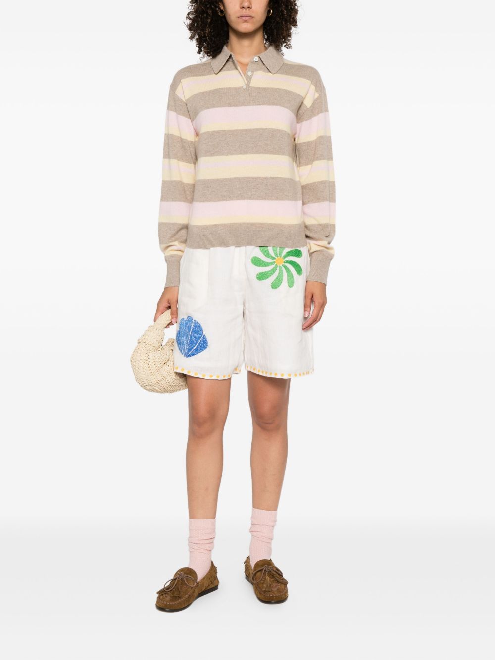 GUEST IN RESIDENCE Collegiate Stripe Polo Shirt - Women's Size S