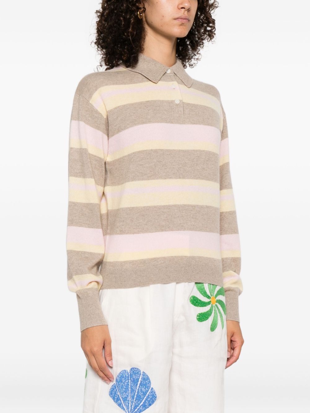 GUEST IN RESIDENCE Collegiate Stripe Polo Shirt - Women's Size S