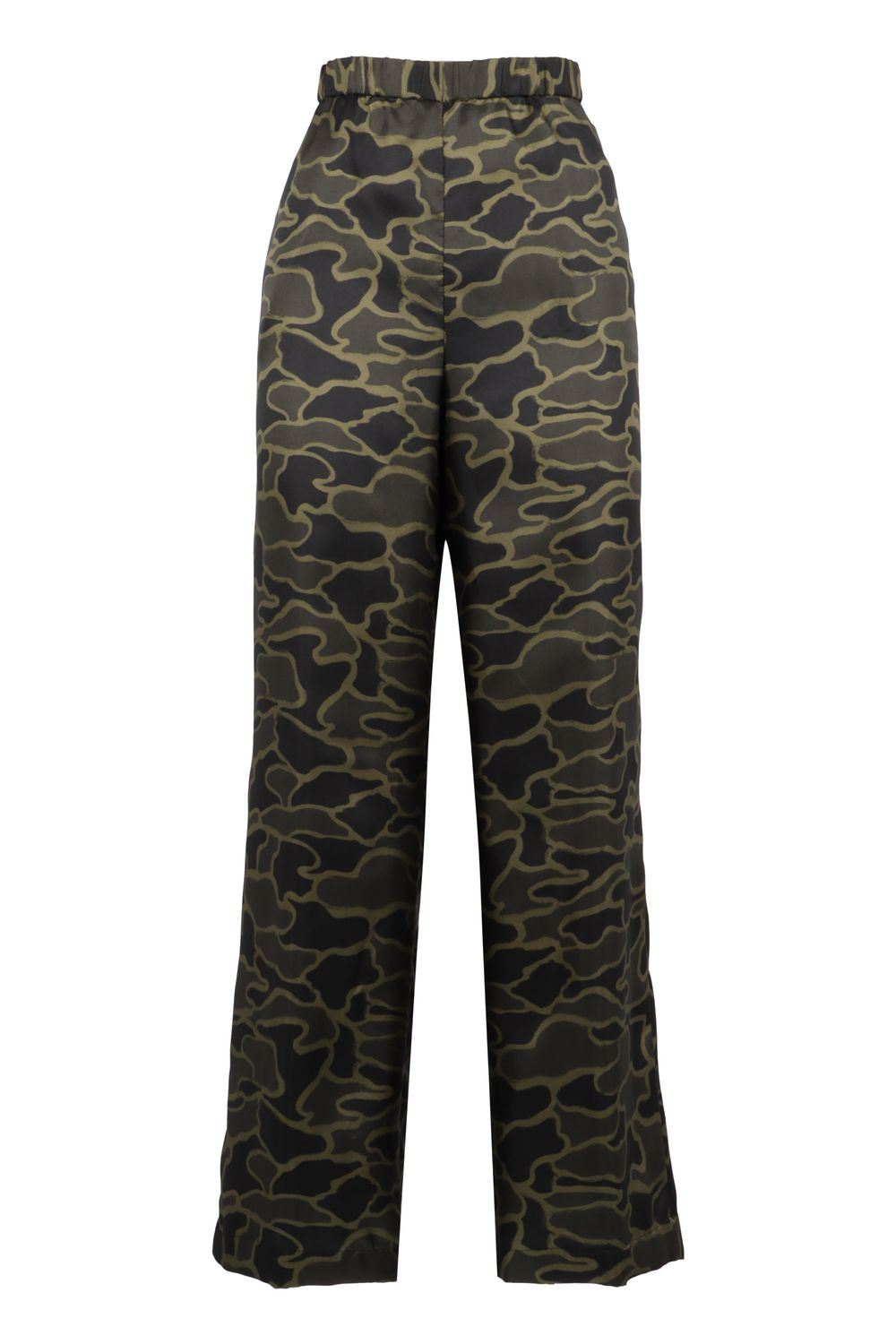 ASPESI Printed Silk Pants with Elastic Waistband