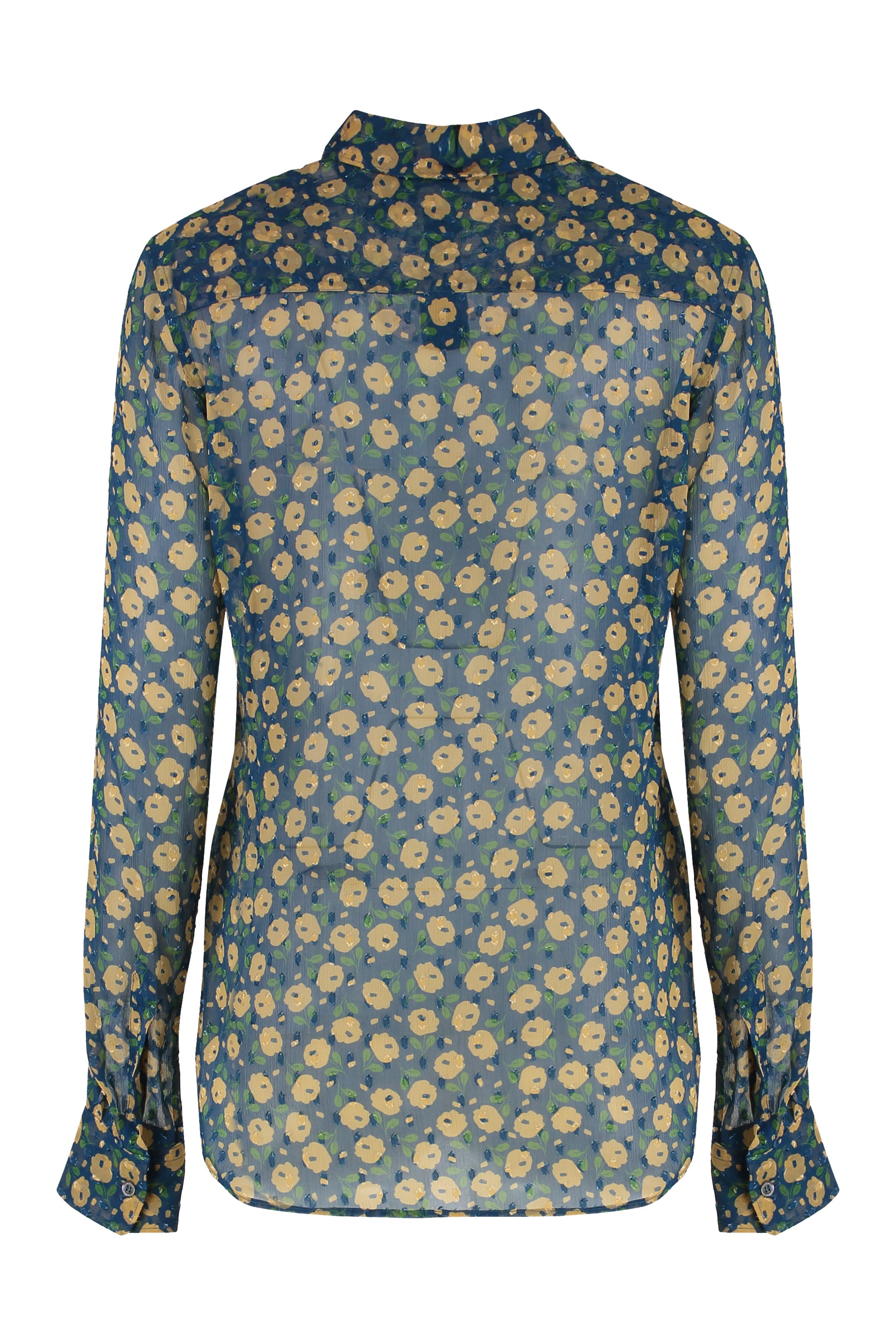 ASPESI Floral Printed Long Sleeve Viscose Shirt