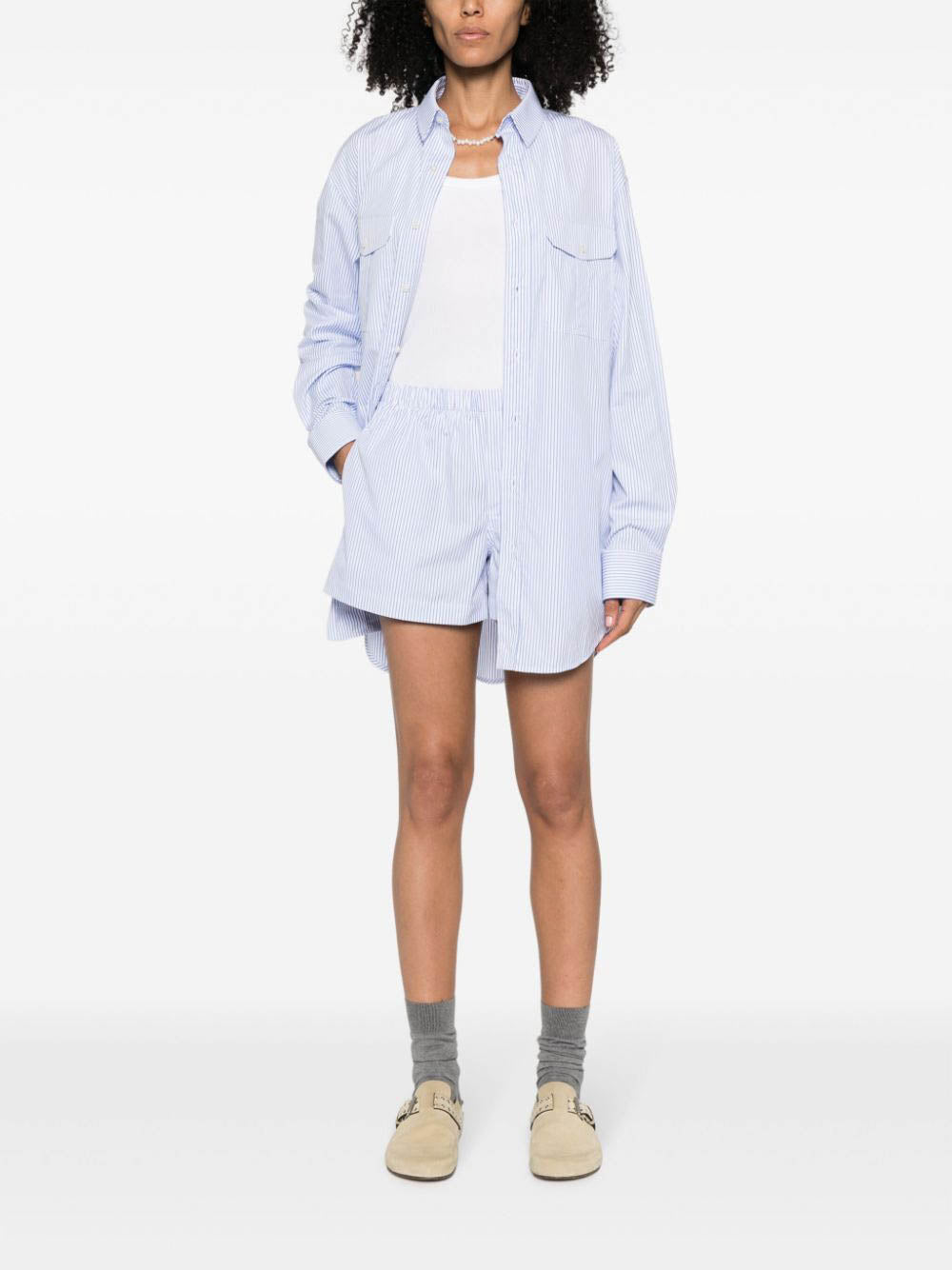 WARDROBE.NYC Effortless Mini Shirt Dress for Women