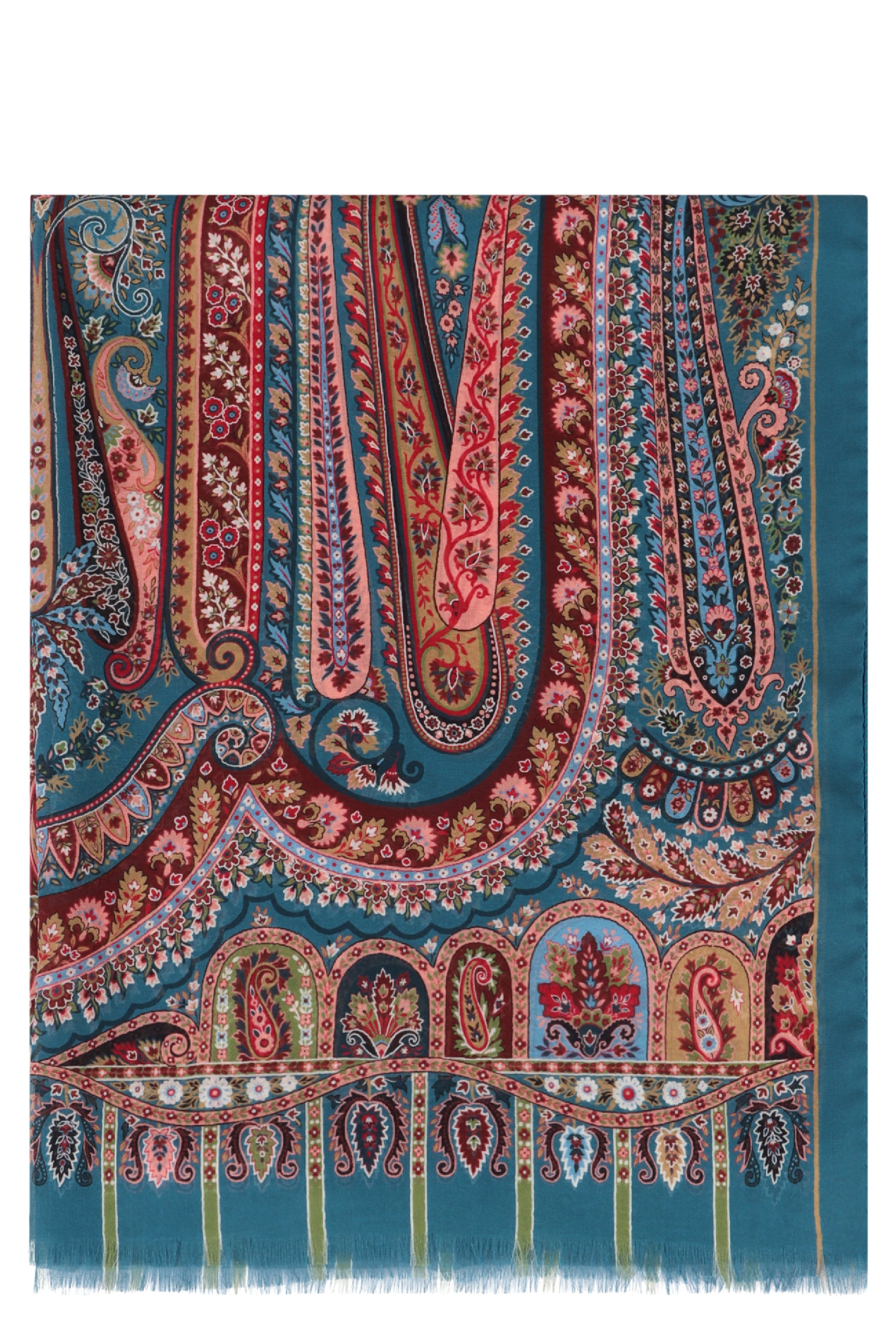 ETRO Printed Silk Scarf with Frayed Hem