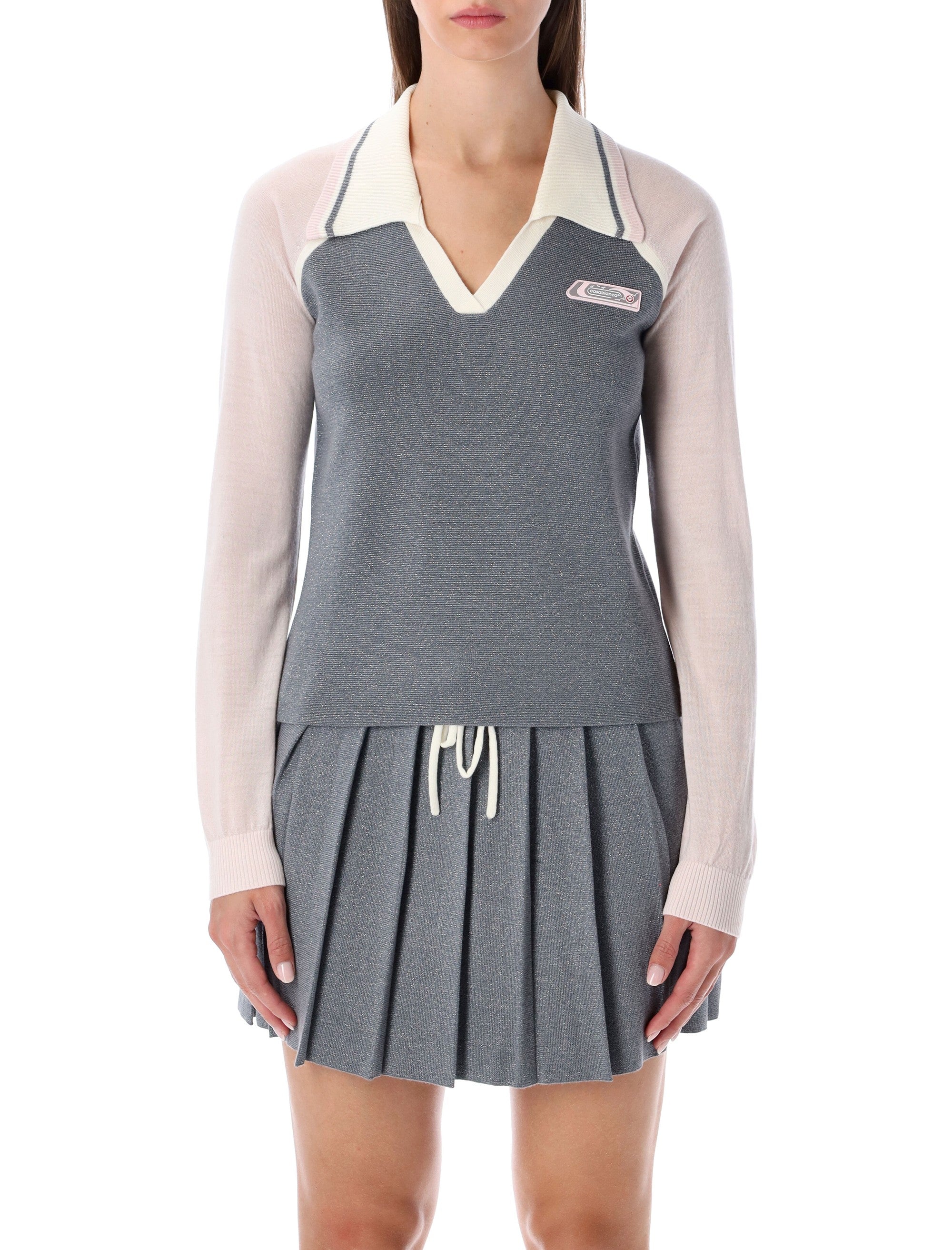 CASABLANCA Long Sleeve Tennis Polo Shirt - Women’s Small