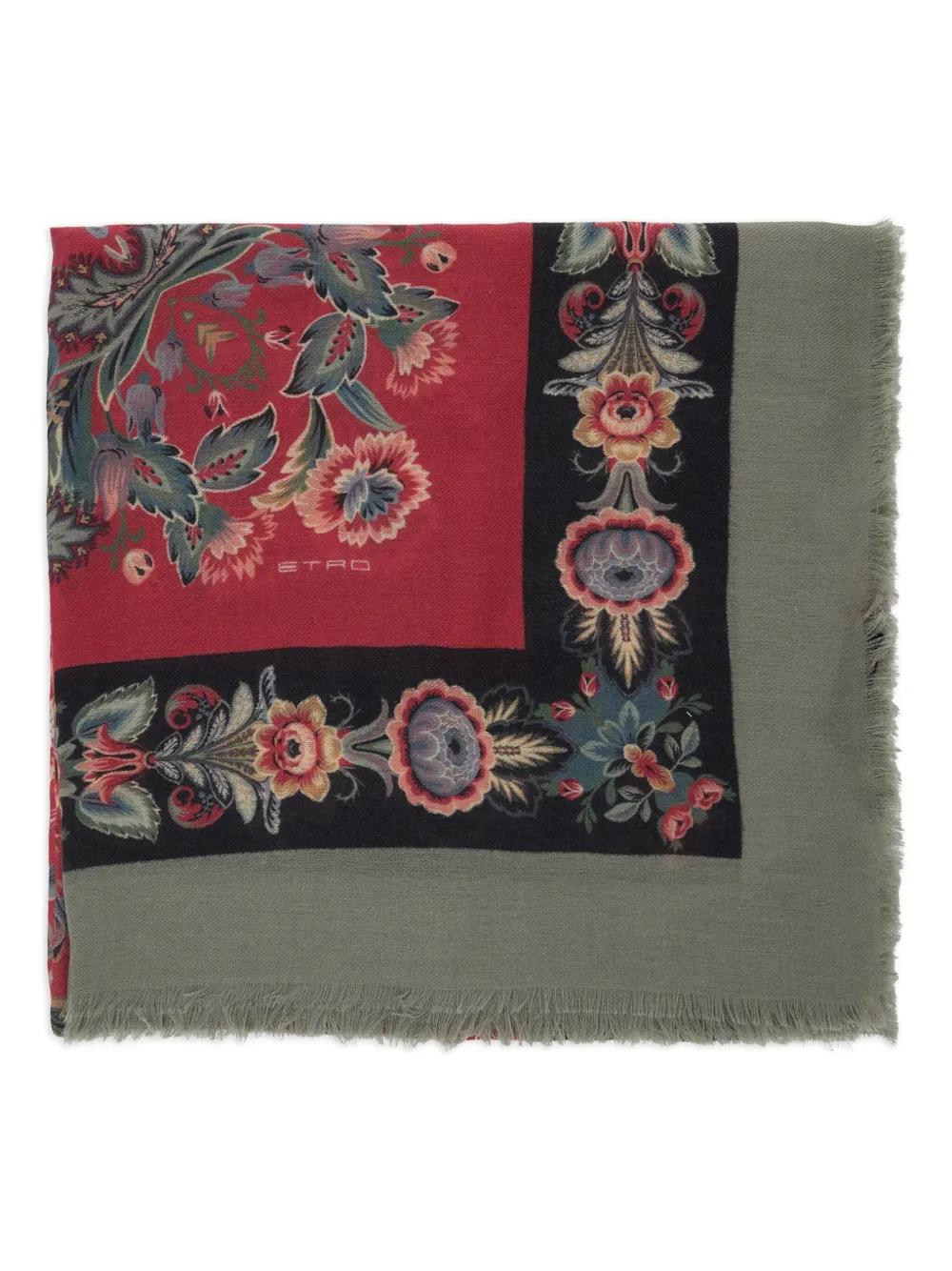 ETRO Floral Print Fringe Scarf
