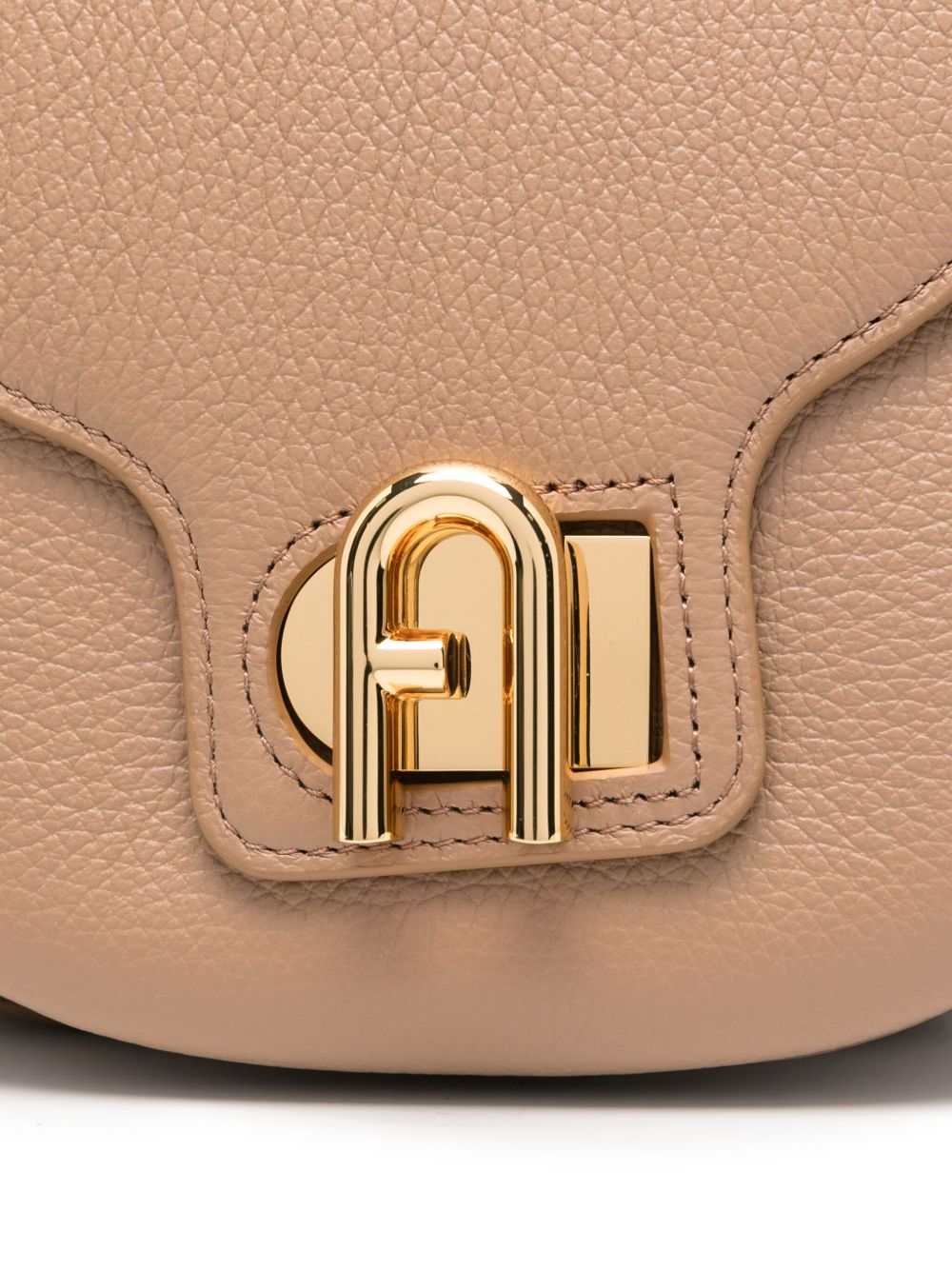 FURLA Leather Turn-Clasp Handbag with Adjustable Shoulder Strap