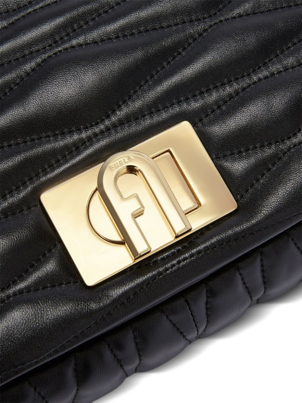 FURLA Luxurious 100% Leather Handbag with Chain-Link Strap