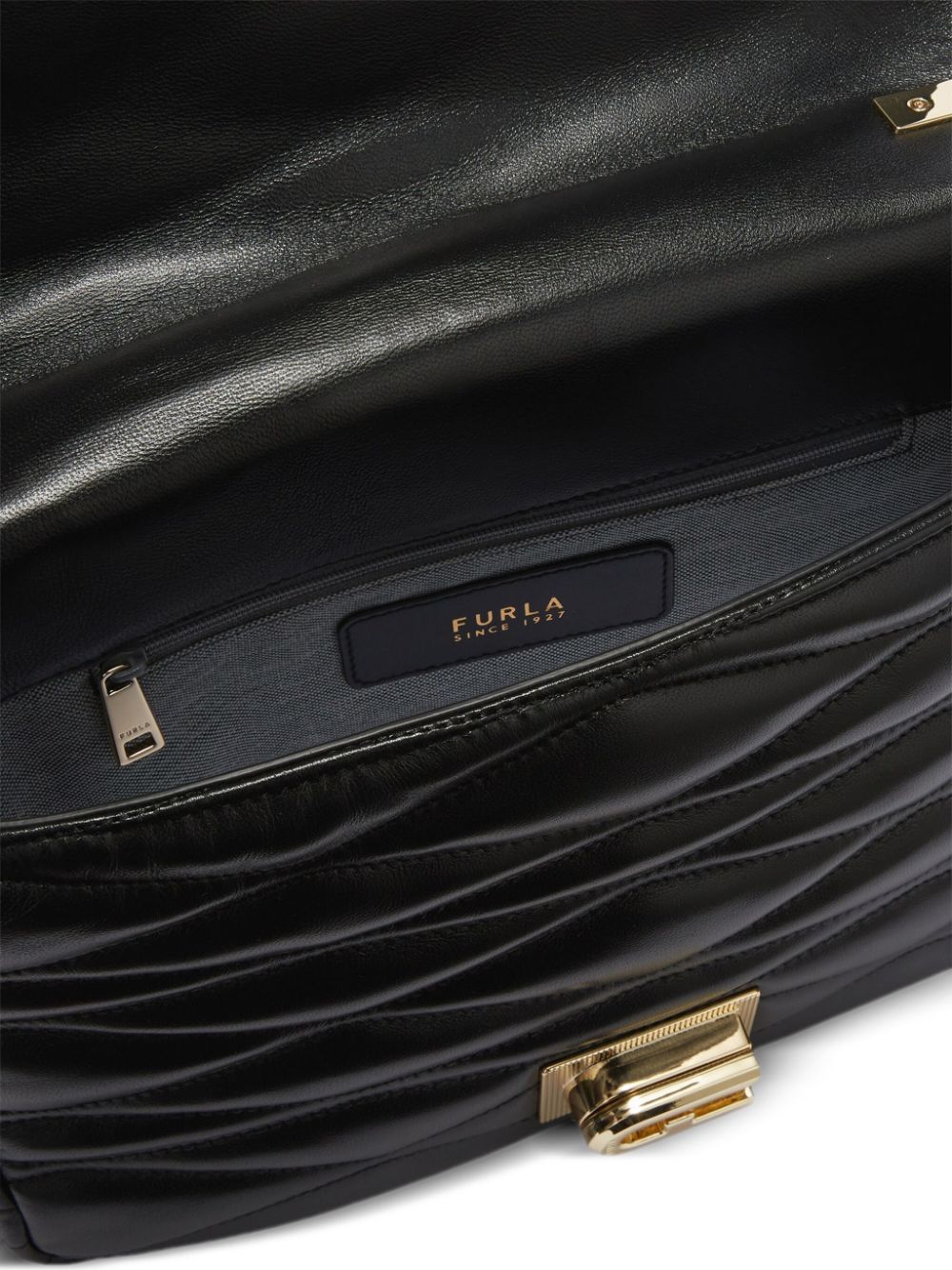 FURLA Luxurious 100% Leather Handbag with Chain-Link Strap