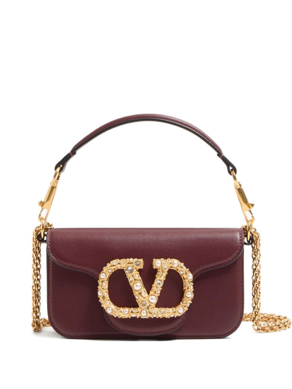 VALENTINO GARAVANI Mini Leather Shoulder Handbag with Foldover Top