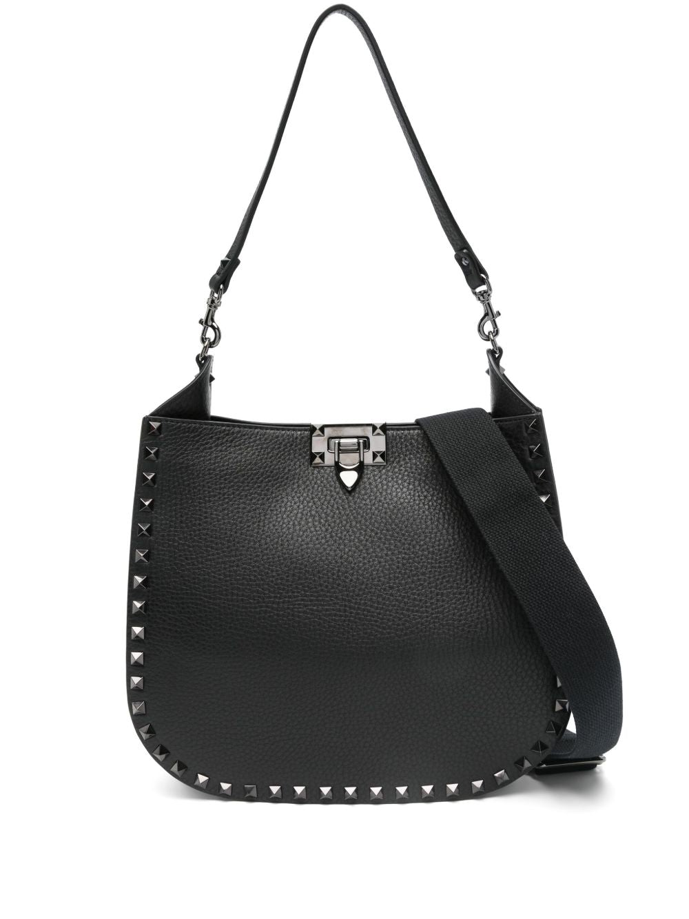 VALENTINO GARAVANI Rockstud Leather Hobo Handbag
