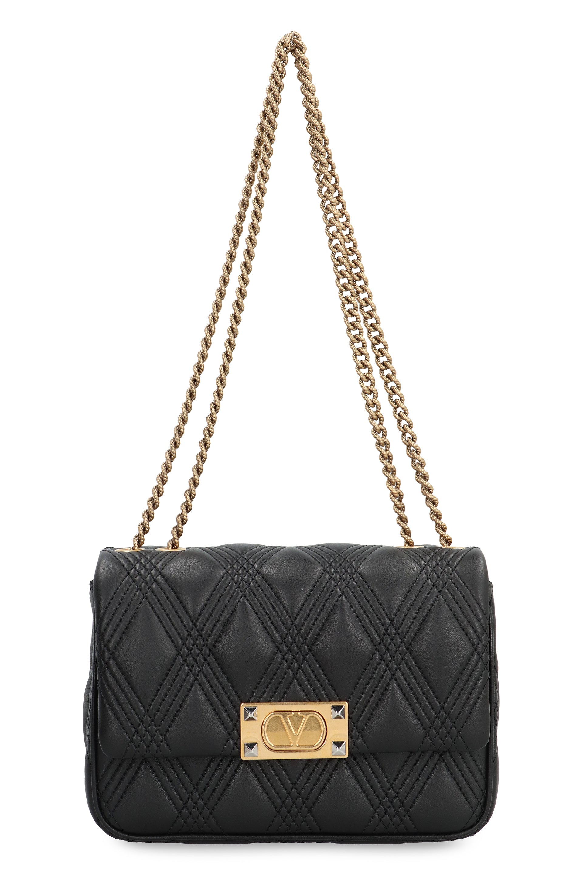 VALENTINO Quilted Leather Shoulder Handbag - 23 cm Width