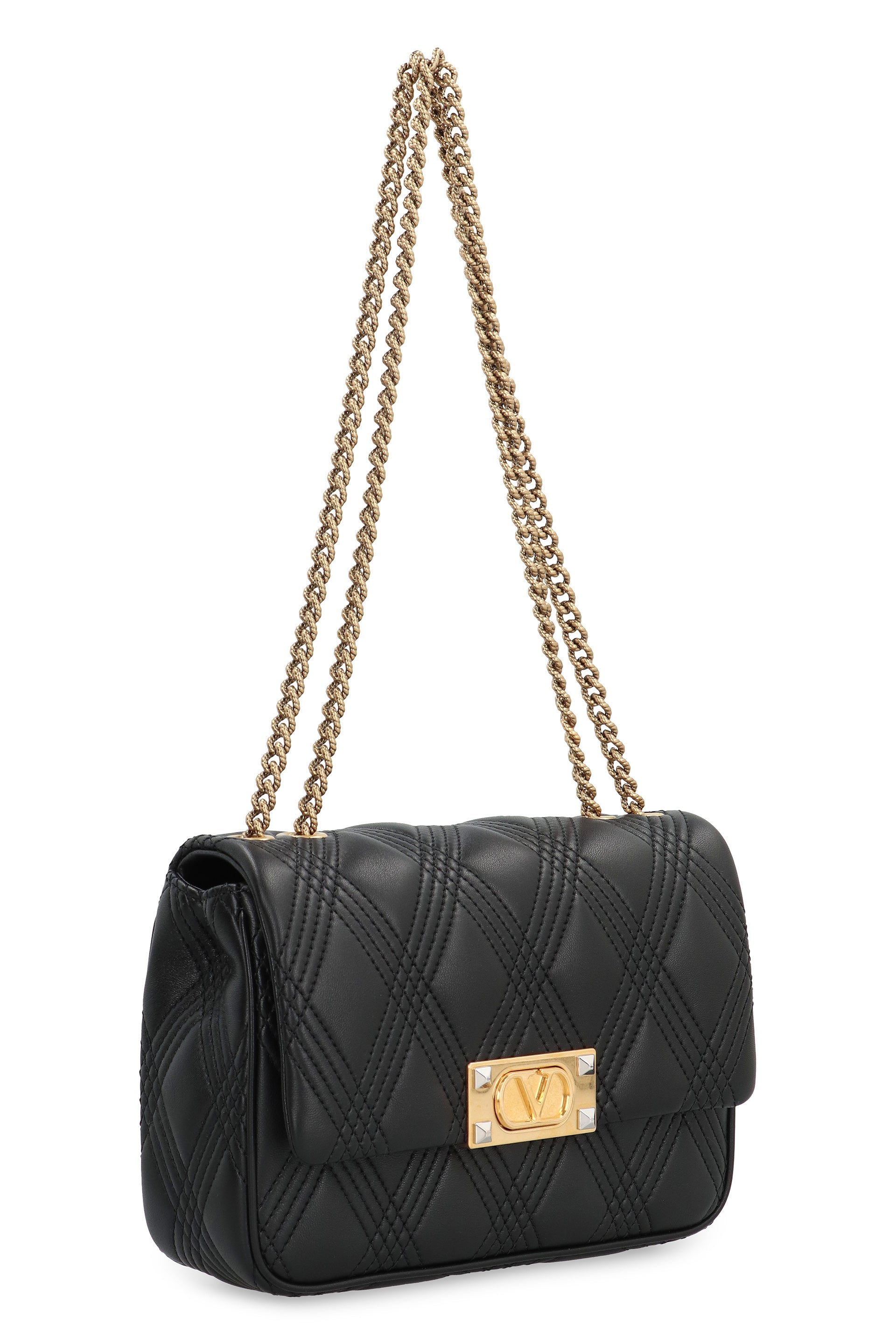 VALENTINO Quilted Leather Shoulder Handbag - 23 cm Width
